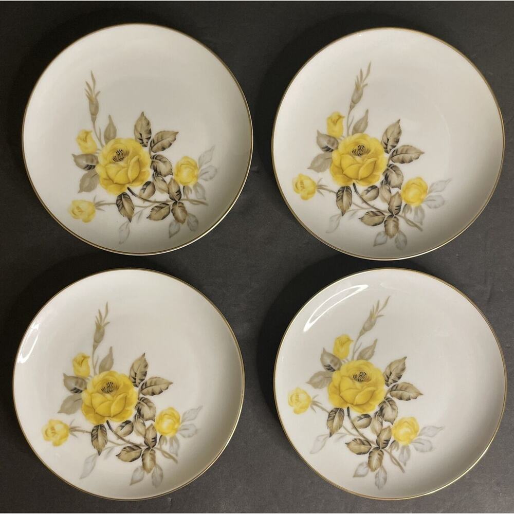 Cotillion Yellow Rose by Sango Bread & Butter Plates 6" Discontinued Set of 4
